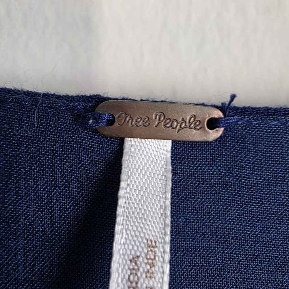 Free People Jasmine Embroidered Mini Dress in Navy Blue Small Good Condition - Picture 3 of 16